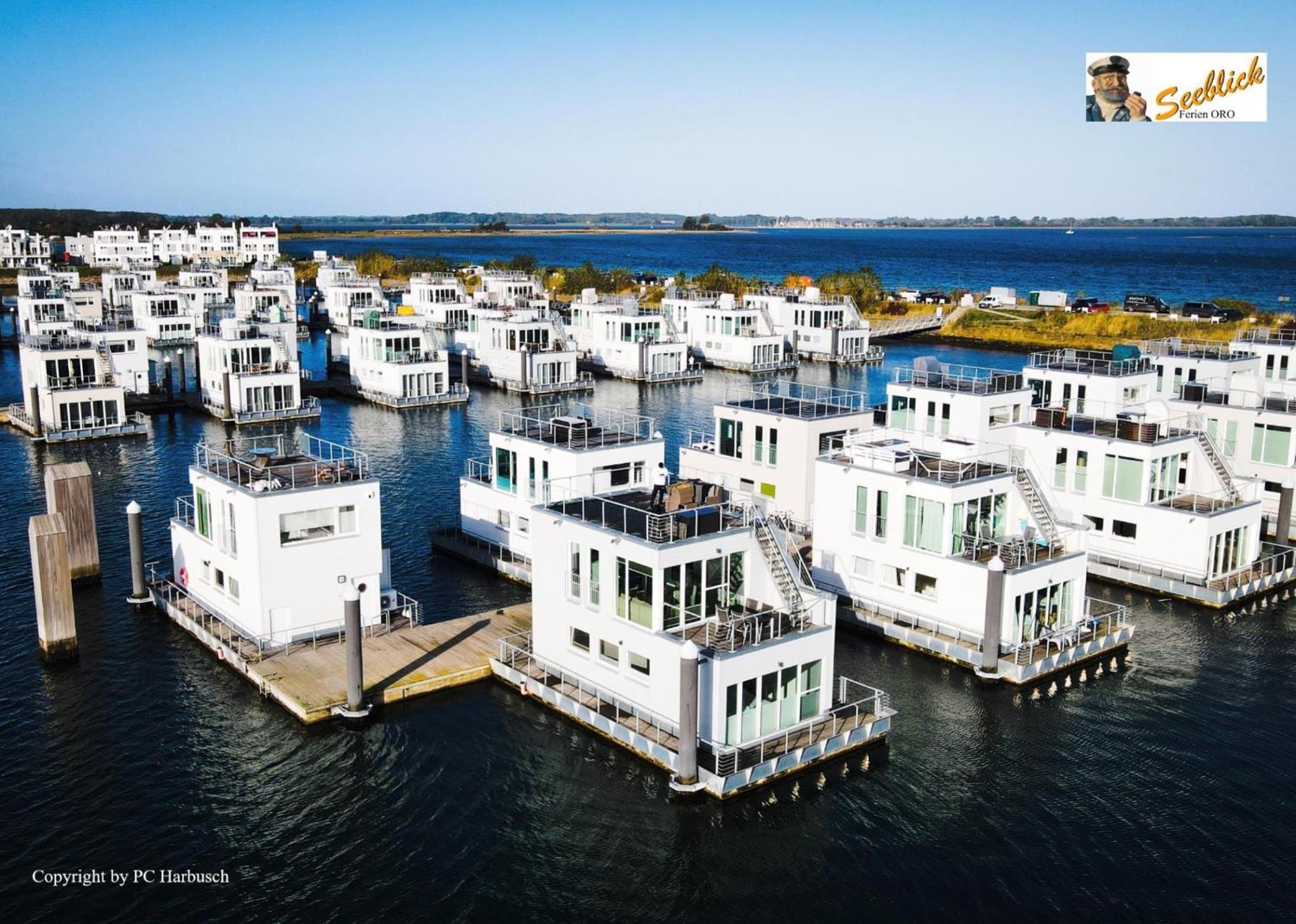 Schwimmendes Ferienhaus Antares One By Seeblick Ferien Oro, Rundum Wasser, Sauna Olpenitz Zewnętrze zdjęcie